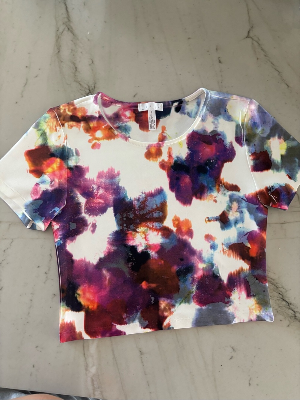 Leith White Floral Watercolor Crop Top & Pencil Skirt Set